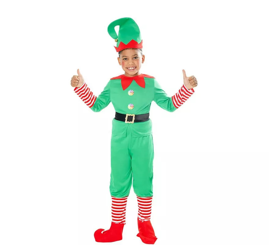 Translation missing: it.Disfraz de Elfo Ayudante de Santa con gorro para niño