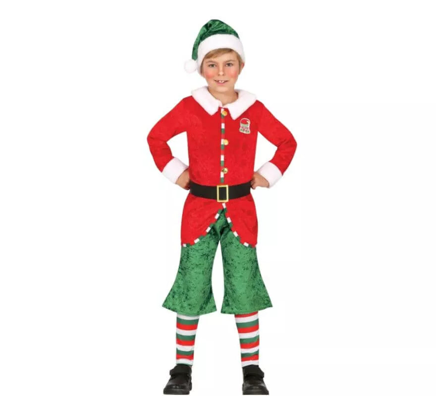 Translation missing: it.Disfraz de Elfo Ayudante de Santa con gorro para niño