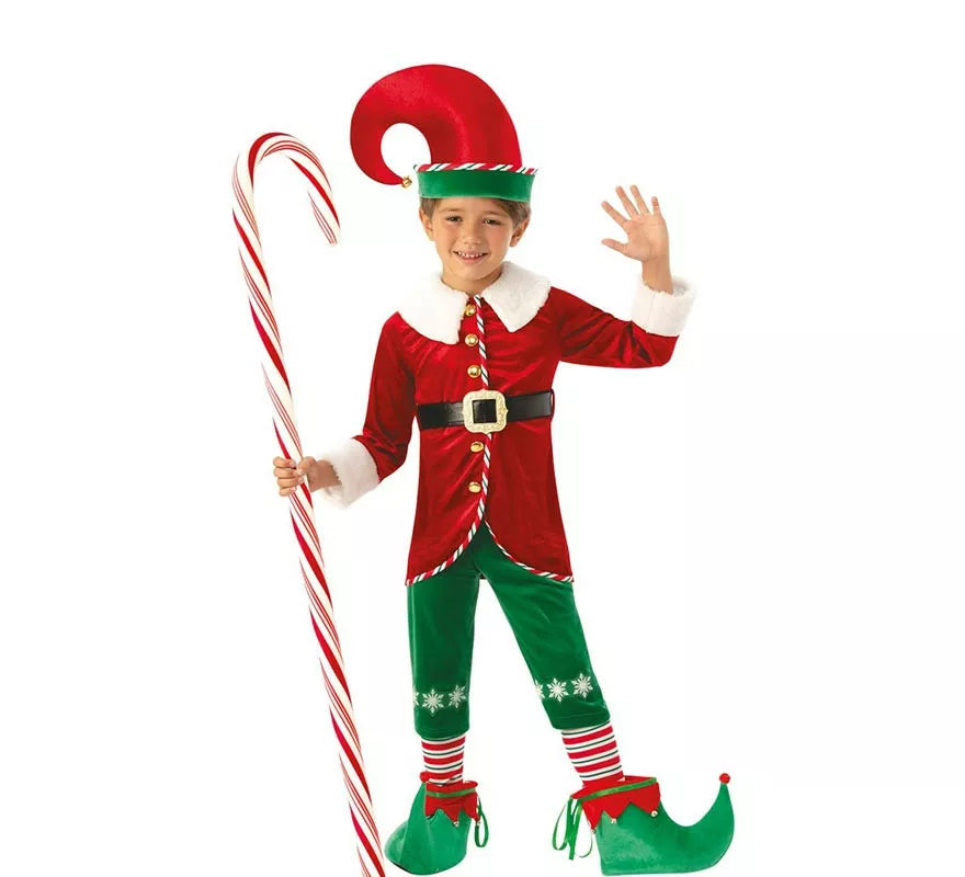 Translation missing: it.Disfraz de Elfo Ayudante de Santa deluxe con gorro para niño