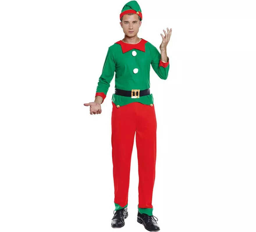 Disfraz de Elfo de Navidad Ayudante de Papá Noel para hombre