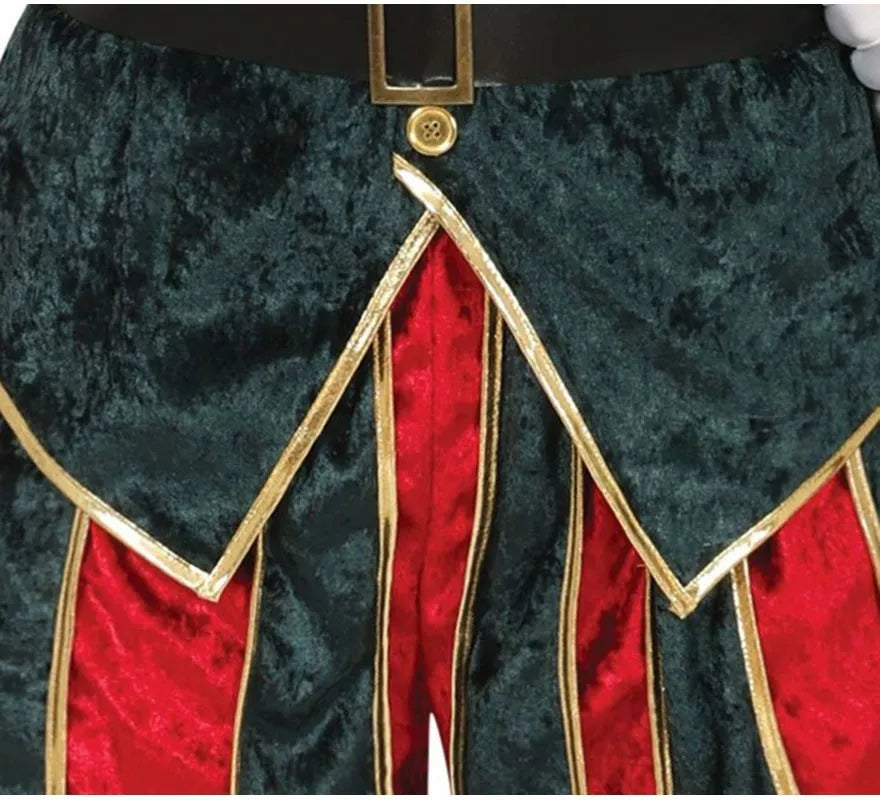 Disfraz de Elfo Paje verde y rojo con gorro para hombre