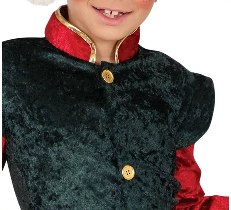 Translation missing: it.Disfraz de Elfo Paje verde y rojo con gorro para niños