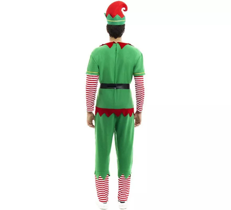 Translation missing: it.Disfraz de Elfo Polar verde y rojo con cinturón para hombre