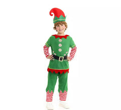 Costume da Elfo polare verde e rosso con cintura per bambino
