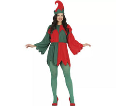 Costume da Elfo Rosso e Verde con maniche per donna