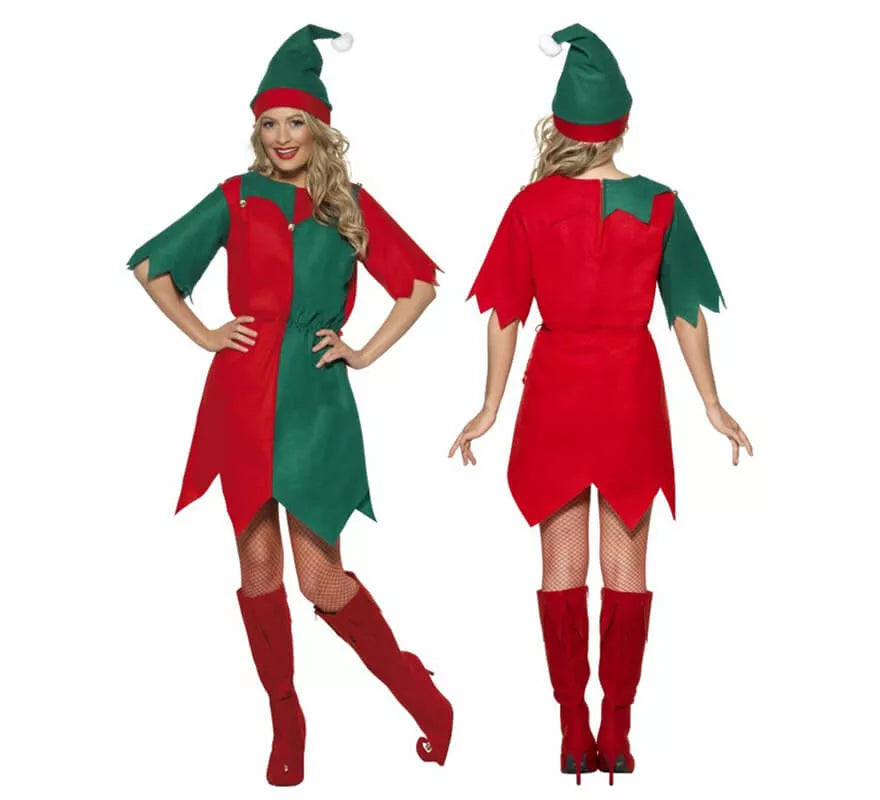 Translation missing: it.Disfraz de Elfo Verde y Rojo de Mujer para Navidad
