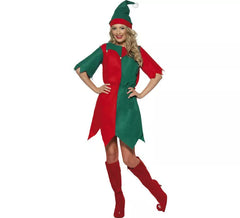 Costume da donna elfo verde e rosso per natale