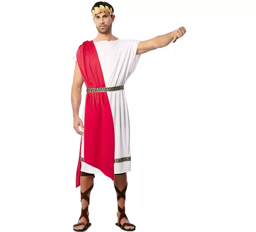 Translation missing: it.Disfraz de Emperador Romano con chal rojo para hombre