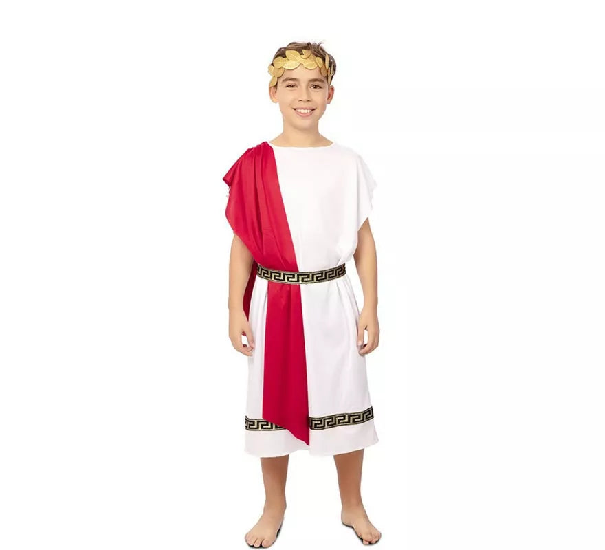 Translation missing: it.Disfraz de Emperador Romano con chal rojo para niño