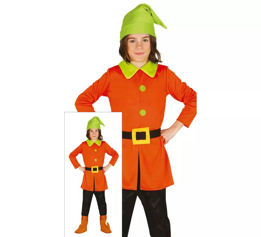 Translation missing: it.Disfraz de Enanito de Cuento naranja y verde para niños