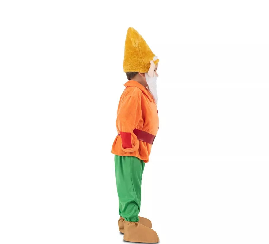 Disfraz de Enanito naranja con gorro para niño