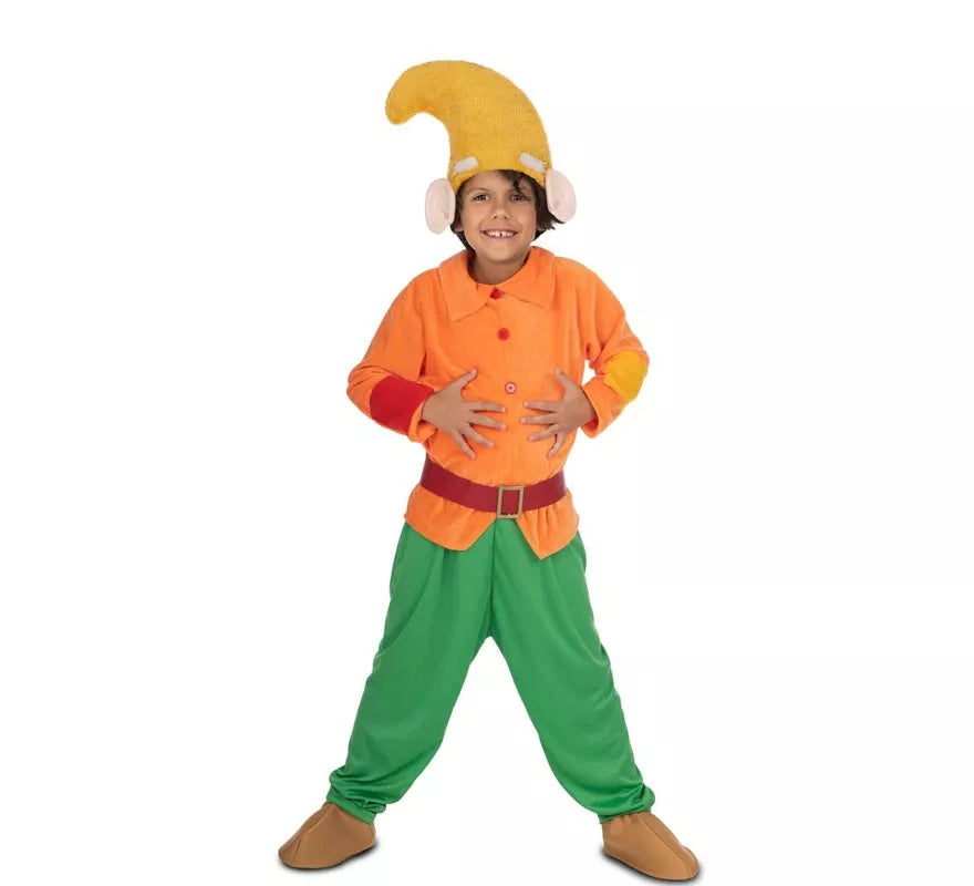 Disfraz de Enanito naranja con gorro para niño