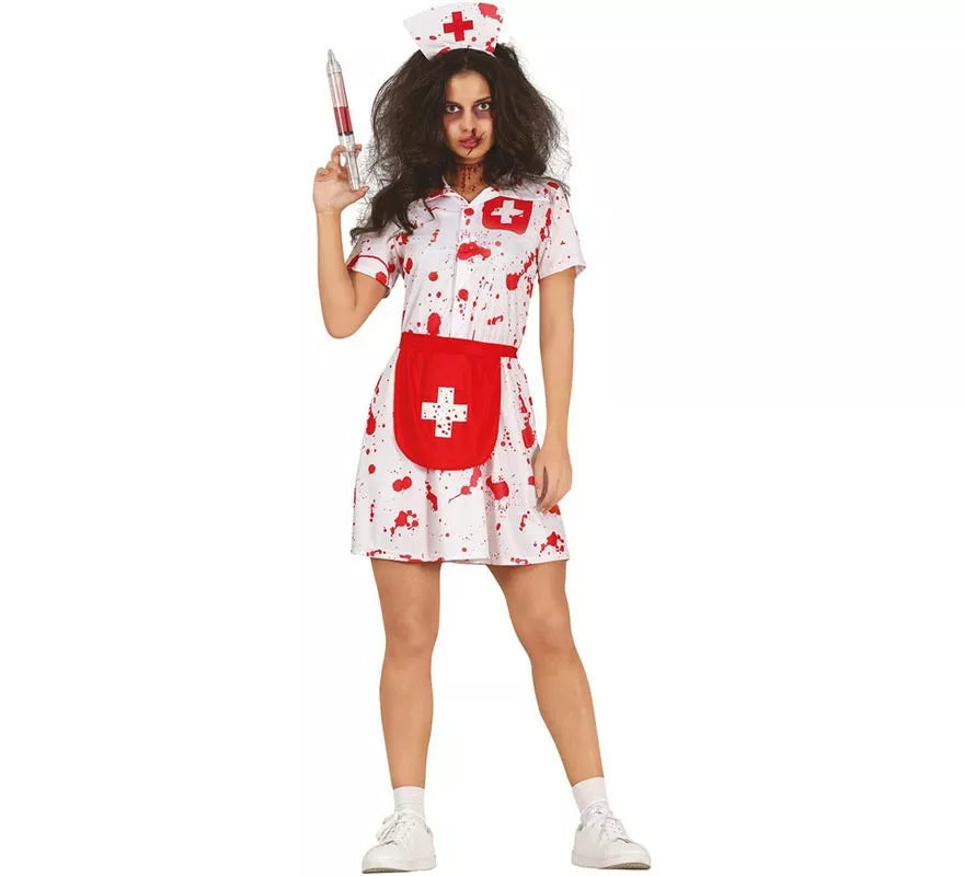 Translation missing: es.Disfraz de Enfermera Zombie blanco para mujer