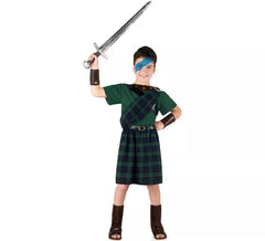 Costume da bambino scozzese coraggioso scuro