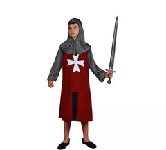 Costume da scudiero medievale bordeaux per bambino