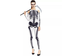 Costume da scheletro completamente bianco per donna