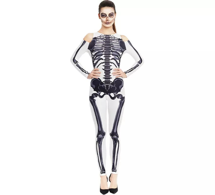 Translation missing: it.Disfraz de Esqueleto blanco completo para mujer