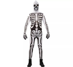 Costume da scheletro bianco e nero con maschera per uomo
