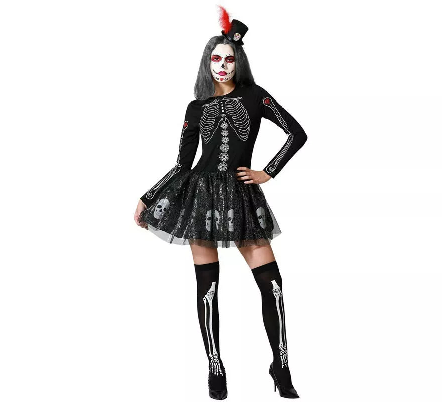 Translation missing: es.Disfraz de Esqueleto Brillo Calaveras para mujer