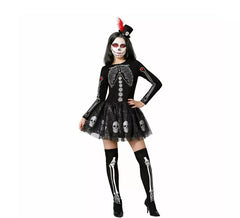 Costume da scheletro di teschi glitterati per donna