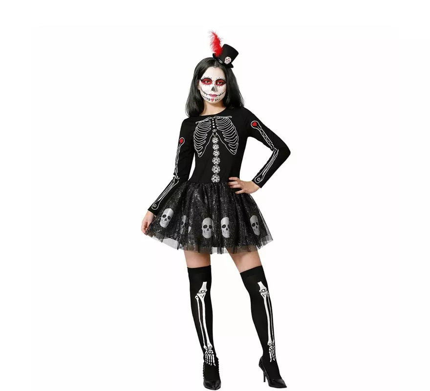 Translation missing: es.Disfraz de Esqueleto Brillo Calaveras para mujer