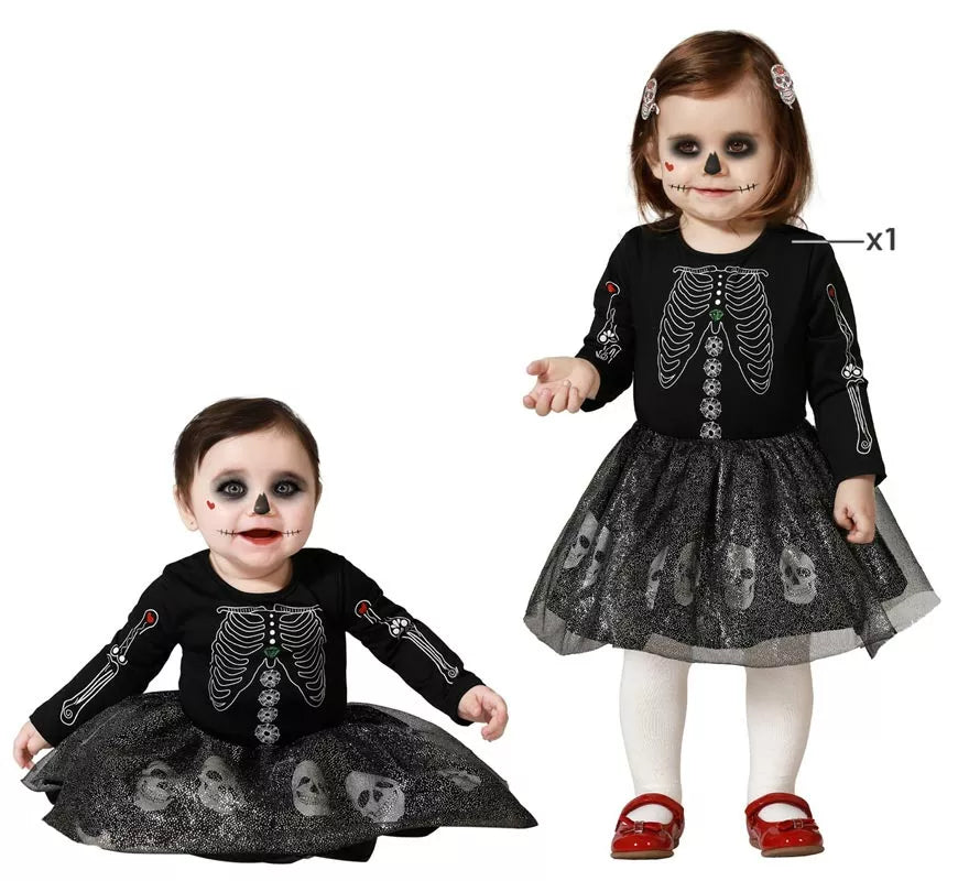 Disfraz de Esqueleto Brillo Calaveras para niña y bebé