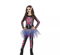 Costume da scheletro di cuori e stelle per bambina