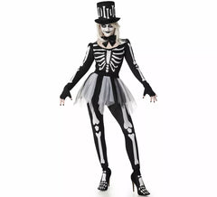 Elegante costume da scheletro con cappello per donna
