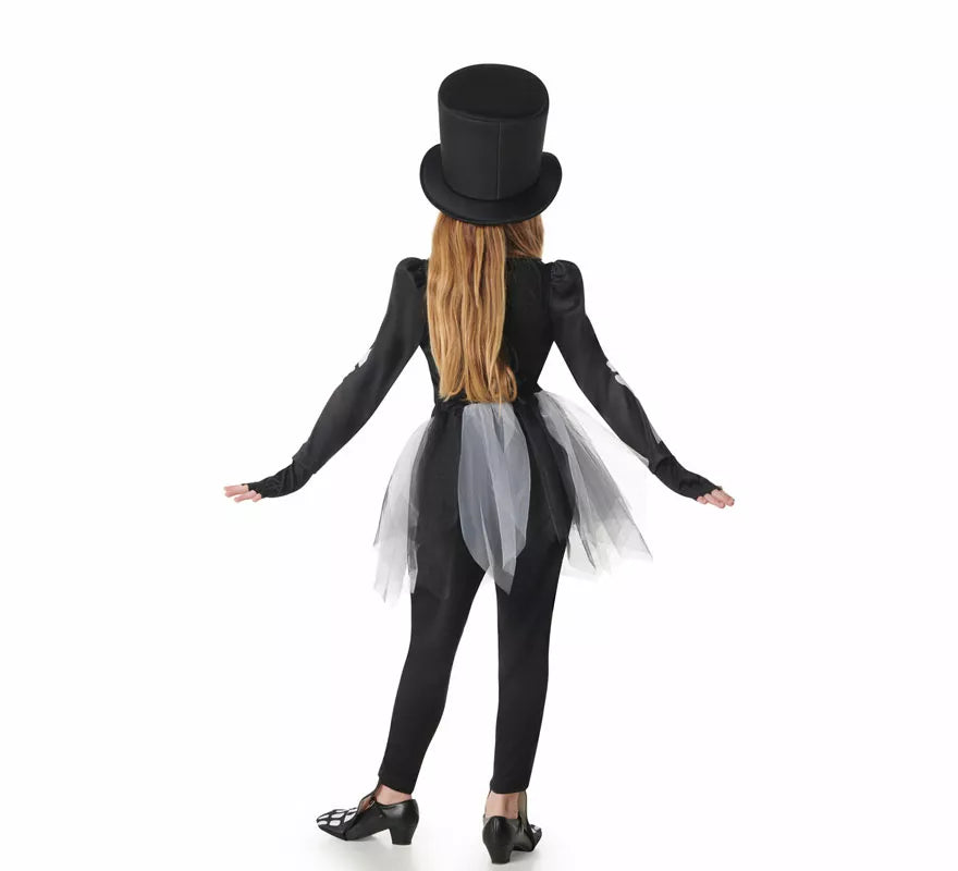 Translation missing: it.Disfraz de Esqueleto Elegante con Sombrero para niña