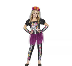 Costume da Scheletro a fiori con tulle per bambina