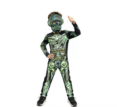 Costume da scheletro del giocatore che si illumina al buio per bambini