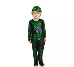 Costume da scheletro da gioco nero e verde per neonato e bambino