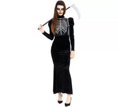 Costume da scheletro glamour nero per donna