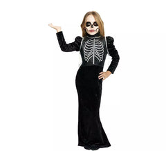 Costume da scheletro glamour nero per ragazze e adolescenti