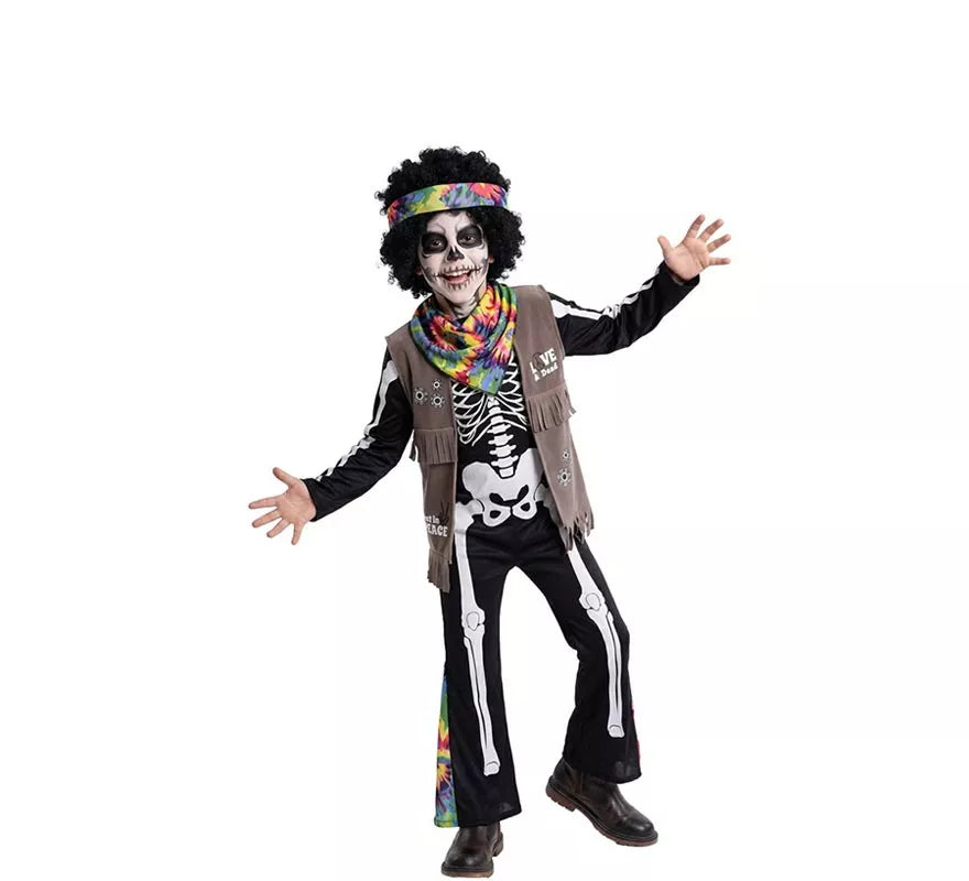 Translation missing: it.Disfraz de Esqueleto Hippie para niños