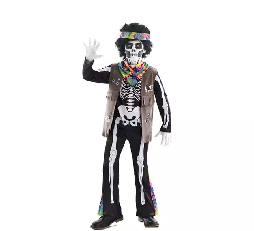 Translation missing: it.Disfraz de Esqueleto Hippie para niños