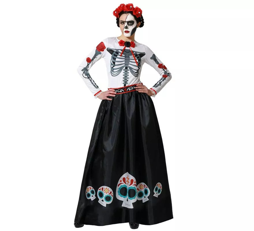 Translation missing: it.Disfraz de Esqueleto Mejicano Catrina Rosas para mujer