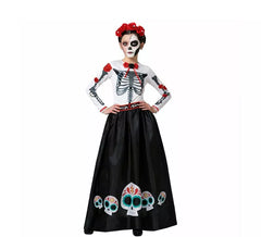 Costume da scheletro messicano di Catrina Rosas per donna