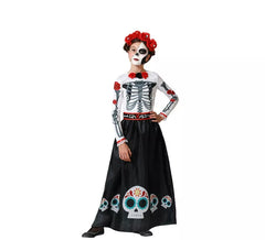 Costume da scheletro messicano di Catrina Rosas per ragazza