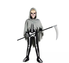 Costume da scheletro scuro con cappuccio per bambino