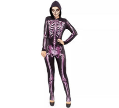 Costume da scheletro rosa che si illumina al buio per donna