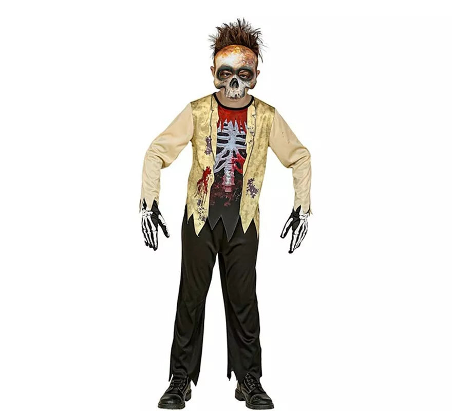 Translation missing: it.Disfraz de Esqueleto Tóxico con Máscara para niño