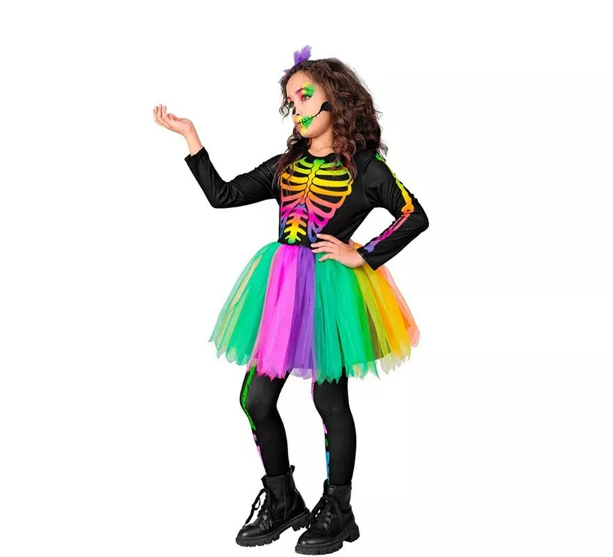 Disfraz de Esqueleto Tutú multicolor para niña