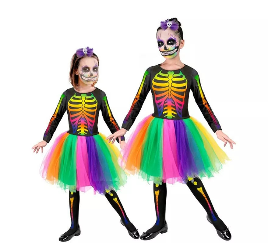 Translation missing: es.Disfraz de Esqueleto Tutú multicolor para niña