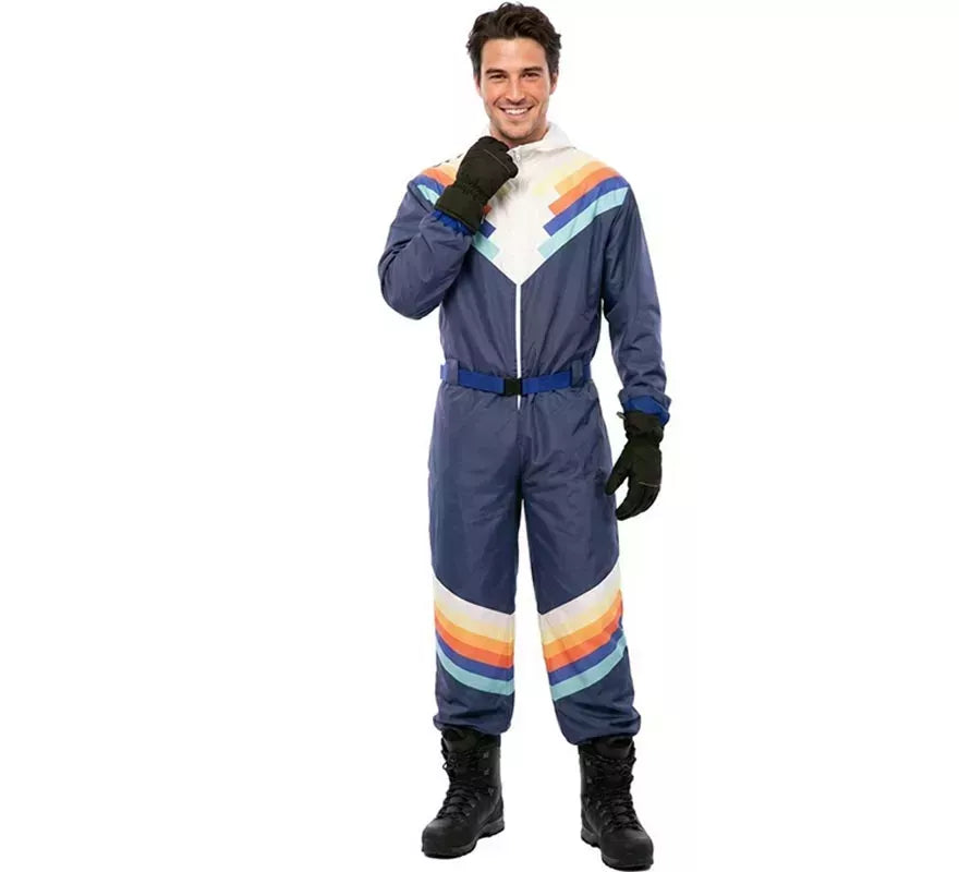 Translation missing: it.Disfraz de Esquiador azul con cinturón para hombre