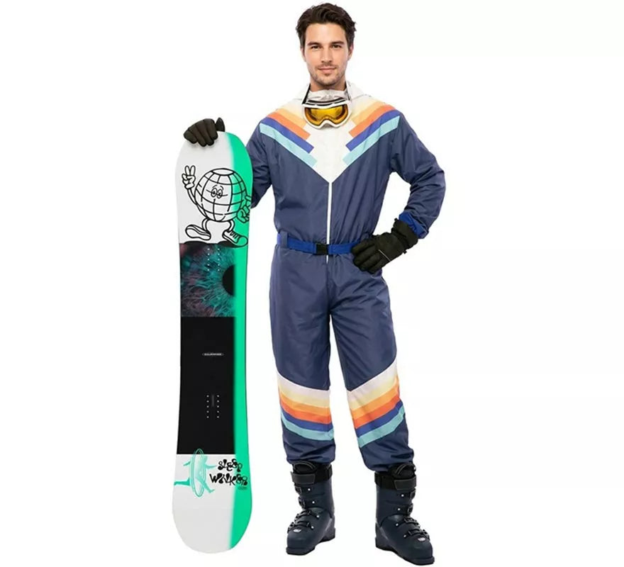 Translation missing: es.Disfraz de Esquiador azul con cinturón para hombre