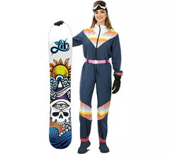Costume da sciatrice blu con cintura per donna