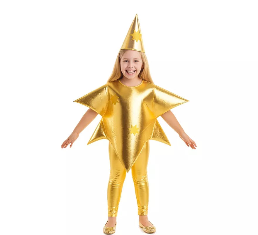 Translation missing: es.Disfraz de Estrella de Navidad color Oro para niños