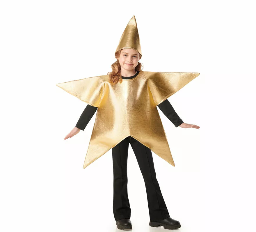 Disfraz de Estrella de Navidad dorada para niños