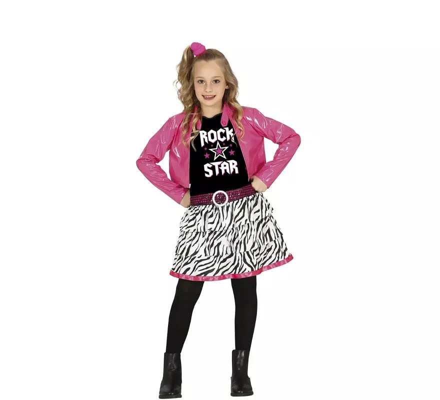 Translation missing: it.Disfraz de Estrella de Rock Rosa para niña